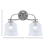 Toltec Cavella 2-Light Bath Bar | Graphite Finish and Clear Lava Glass | Bathroom Vanity | 8.5 x 12.5 in | Model 3912-GP-4230