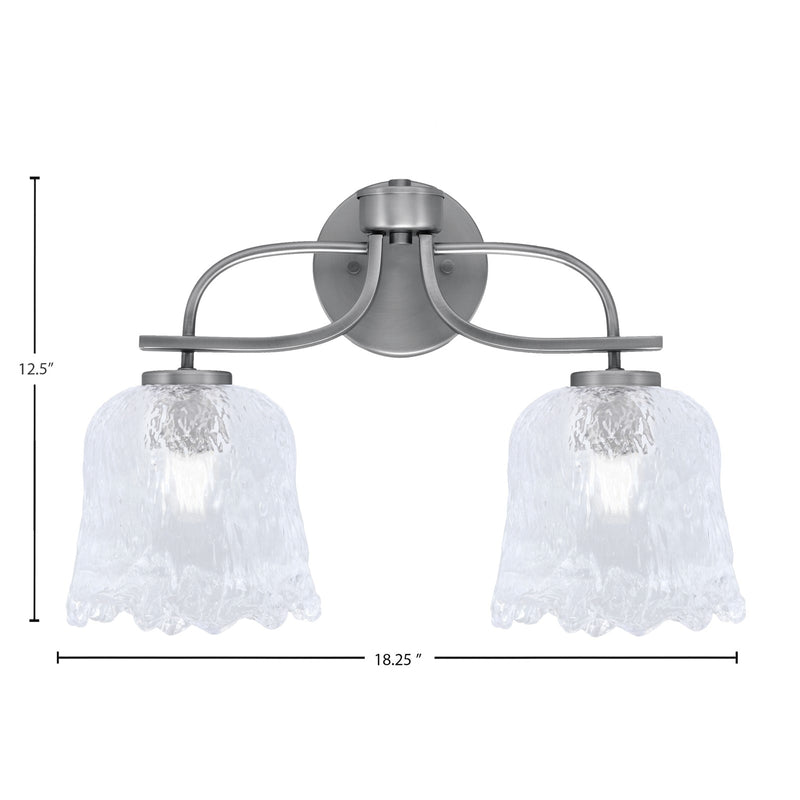 Toltec Cavella 2-Light Bath Bar | Graphite Finish and Clear Lava Glass | Bathroom Vanity | 8.5 x 12.5 in | Model 3912-GP-4230