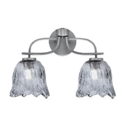Toltec Cavella 12.5in 2-Light Bath Bar | Modern Graphite Steel and Smoke Lava Glass | Bathroom Vanity Light | 8.5 x 12.5 in | Model 3912-GP-4232