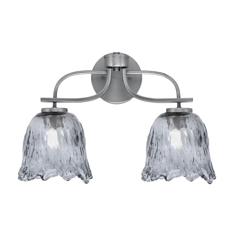 Toltec Cavella 12.5in 2-Light Bath Bar | Modern Graphite Steel and Smoke Lava Glass | Bathroom Vanity Light | 8.5 x 12.5 in | Model 3912-GP-4232