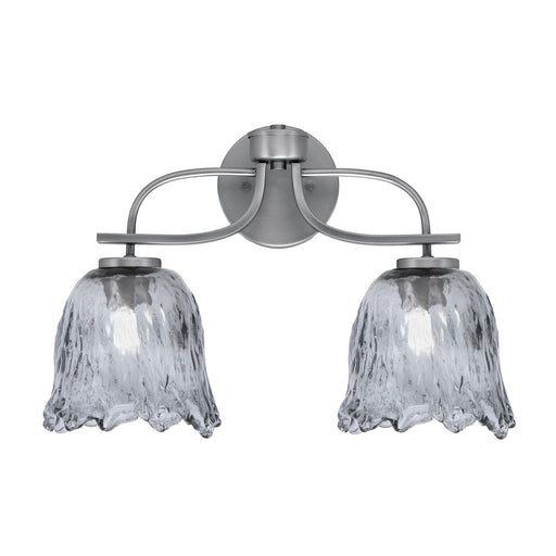 Toltec Cavella 12.5in 2-Light Bath Bar | Modern Graphite Steel and Smoke Lava Glass | Bathroom Vanity Light | 8.5 x 12.5 in | Model 3912-GP-4232