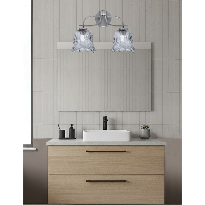 Toltec Cavella 12.5in 2-Light Bath Bar | Modern Graphite Steel and Smoke Lava Glass | Bathroom Vanity Light | 8.5 x 12.5 in | Model 3912-GP-4232