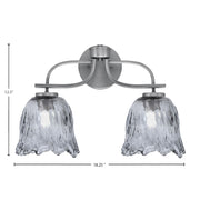 Toltec Cavella 12.5in 2-Light Bath Bar | Modern Graphite Steel and Smoke Lava Glass | Bathroom Vanity Light | 8.5 x 12.5 in | Model 3912-GP-4232