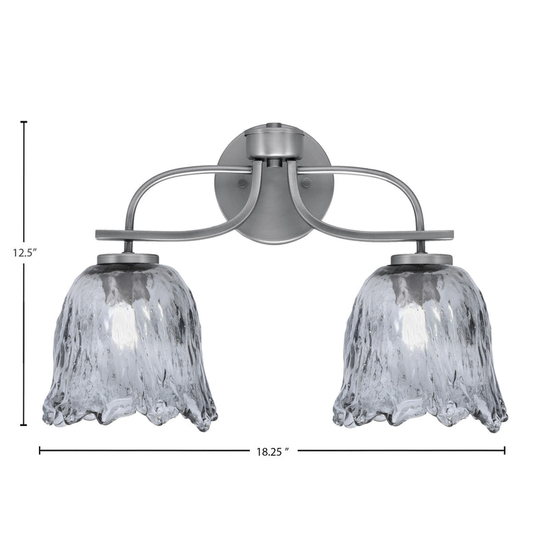 Toltec Cavella 12.5in 2-Light Bath Bar | Modern Graphite Steel and Smoke Lava Glass | Bathroom Vanity Light | 8.5 x 12.5 in | Model 3912-GP-4232