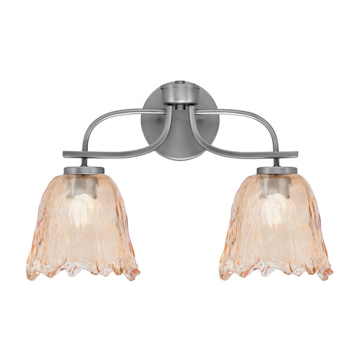 Toltec Cavella 12.5in 2-Light Bath Bar | Modern Graphite Steel and Amber Lava Glass | Bathroom Vanity Light | 8.5 x 12.5 in | Model 3912-GP-4233