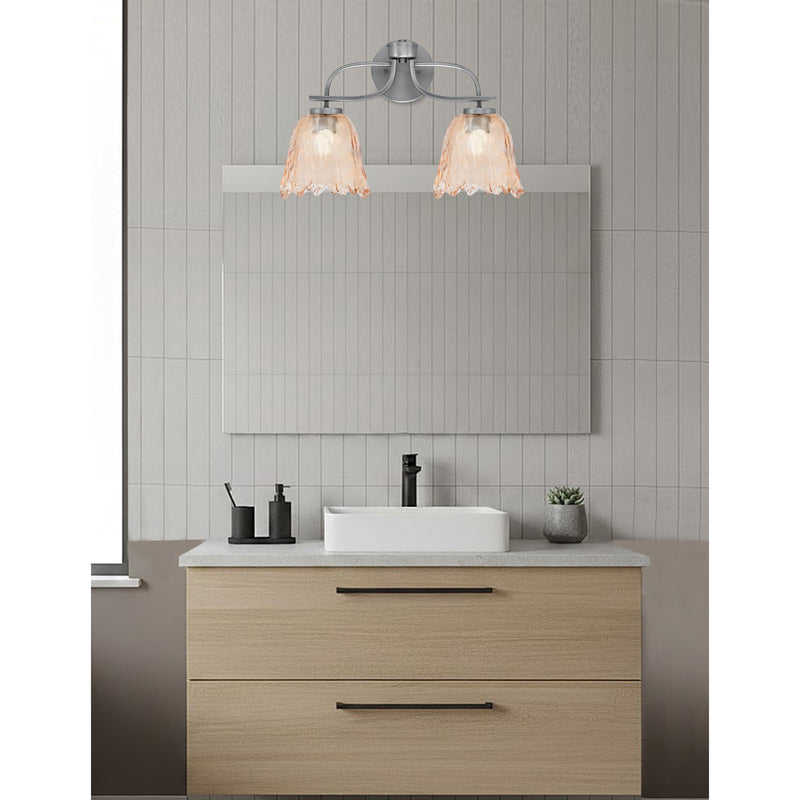 Toltec Cavella 12.5in 2-Light Bath Bar | Modern Graphite Steel and Amber Lava Glass | Bathroom Vanity Light | 8.5 x 12.5 in | Model 3912-GP-4233