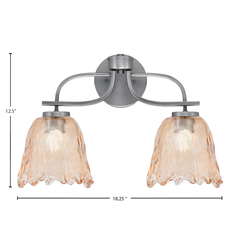 Toltec Cavella 12.5in 2-Light Bath Bar | Modern Graphite Steel and Amber Lava Glass | Bathroom Vanity Light | 8.5 x 12.5 in | Model 3912-GP-4233