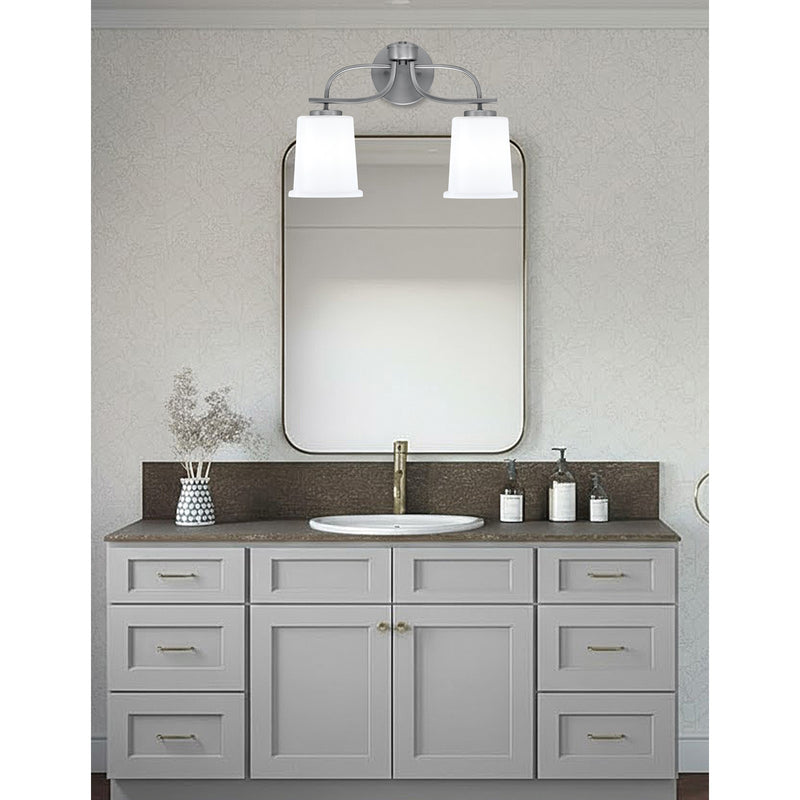 Toltec Cavella 2-Light Bath Bar | Graphite Finish and White Opal Glass | Bathroom Vanity | 7.25 x 12 in | Model 3912-GP-5031