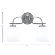 Toltec Cavella 2-Light Bath Bar | Graphite Finish and White Opal Glass | Bathroom Vanity | 7.25 x 12 in | Model 3912-GP-5031