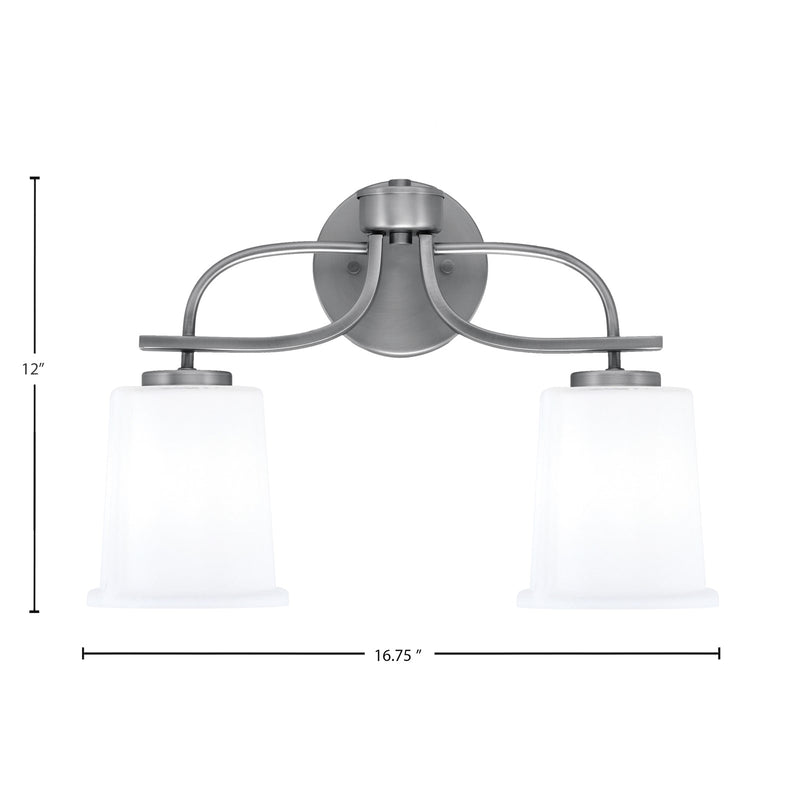 Toltec Cavella 2-Light Bath Bar | Graphite Finish and White Opal Glass | Bathroom Vanity | 7.25 x 12 in | Model 3912-GP-5031