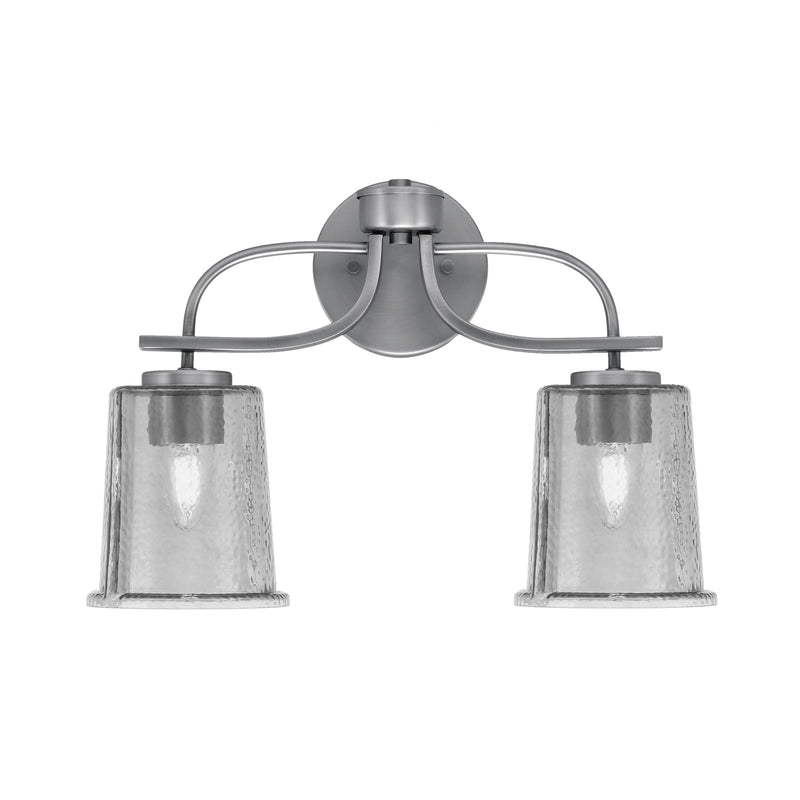 Toltec Cavella 2-Light Bath Bar | Graphite Finish and Smoke Bubble Glass | Bathroom Vanity | 7.25 x 12 in | Model 3912-GP-5032