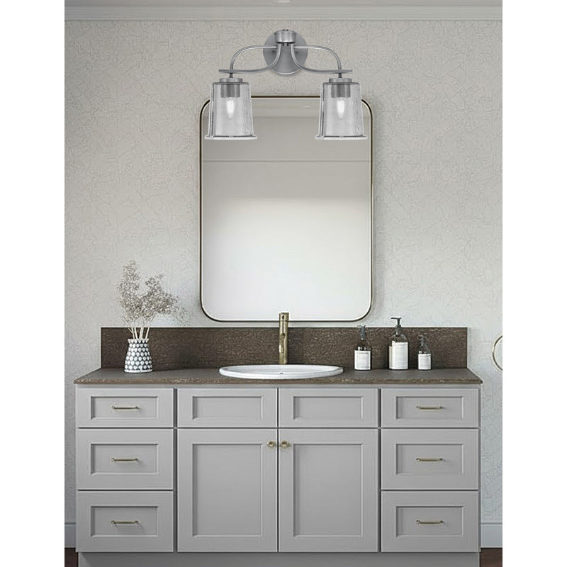 Toltec Cavella 2-Light Bath Bar | Graphite Finish and Smoke Bubble Glass | Bathroom Vanity | 7.25 x 12 in | Model 3912-GP-5032