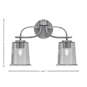 Toltec Cavella 2-Light Bath Bar | Graphite Finish and Smoke Bubble Glass | Bathroom Vanity | 7.25 x 12 in | Model 3912-GP-5032