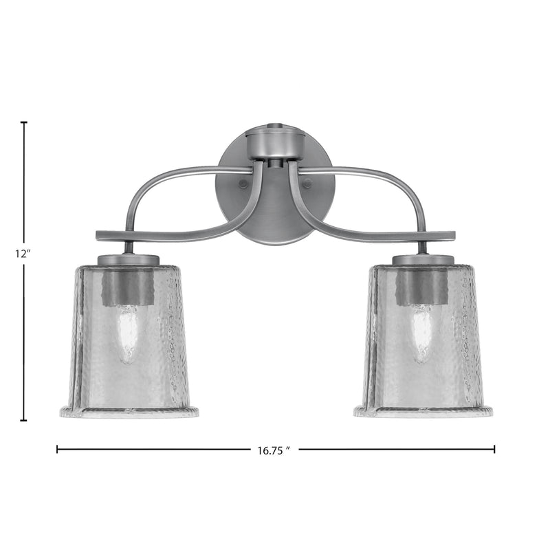Toltec Cavella 2-Light Bath Bar | Graphite Finish and Smoke Bubble Glass | Bathroom Vanity | 7.25 x 12 in | Model 3912-GP-5032