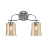 Toltec Cavella 2-Light Bath Bar | Graphite Finish and Amber Bubble Glass | Bathroom Vanity | 7.25 x 12 in | Model 3912-GP-5033