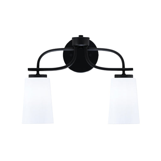 Toltec Cavella 12.5in 2-Light Bath Bar | Modern Matte Black Steel and White Opal Glass | Bathroom Vanity Light | 7 x 12.5 in | Model 3912-MB-261