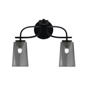 Toltec Cavella 12.5in 2-Light Bath Bar | Modern Matte Black Steel and Smoke Bubble Glass | Bathroom Vanity Light | 7 x 12.5 in | Model 3912-MB-262