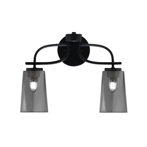 Toltec Cavella 12.5in 2-Light Bath Bar | Modern Matte Black Steel and Smoke Bubble Glass | Bathroom Vanity Light | 7 x 12.5 in | Model 3912-MB-262