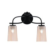 Toltec Cavella 2-Light Bath Bar | Modern Matte Black Steel and Amber Gradient Glass | Bathroom Vanity Light | 7 x 12.5 in | Model 3912-MB-263