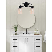 Toltec Cavella 2-Light Bath Bar | Modern Matte Black Steel and Amber Gradient Glass | Bathroom Vanity Light | 7 x 12.5 in | Model 3912-MB-263