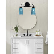 Toltec Cavella 2-Light Bath Bar | Modern Matte Black Steel and Blue Gradient Glass | Bathroom Vanity Light | 7 x 12.5 in | Model 3912-MB-265