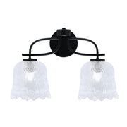 Toltec Cavella 12.5in 2-Light Bath Bar | Modern Matte Black and Clear Lava Glass | Bathroom Vanity | 8.5 x 12.5 in | Model 3912-MB-4230