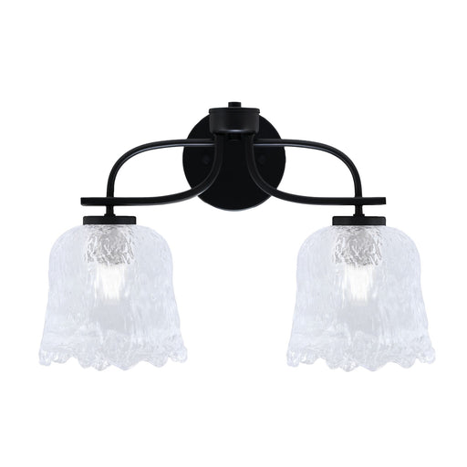 Toltec Cavella 12.5in 2-Light Bath Bar | Modern Matte Black and Clear Lava Glass | Bathroom Vanity | 8.5 x 12.5 in | Model 3912-MB-4230