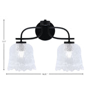 Toltec Cavella 12.5in 2-Light Bath Bar | Modern Matte Black and Clear Lava Glass | Bathroom Vanity | 8.5 x 12.5 in | Model 3912-MB-4230
