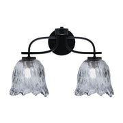 Toltec Cavella 12.5in 2-Light Bath Bar | Modern Matte Black and Smoke Lava Glass | Bathroom Vanity | 8.5 x 12.5 in | Model 3912-MB-4232