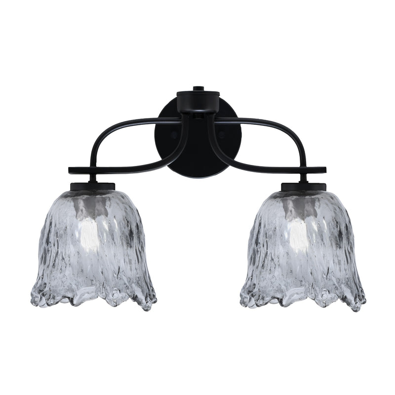 Toltec Cavella 12.5in 2-Light Bath Bar | Modern Matte Black and Smoke Lava Glass | Bathroom Vanity | 8.5 x 12.5 in | Model 3912-MB-4232