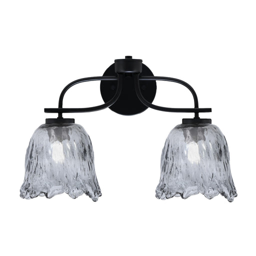 Toltec Cavella 12.5in 2-Light Bath Bar | Modern Matte Black and Smoke Lava Glass | Bathroom Vanity | 8.5 x 12.5 in | Model 3912-MB-4232