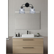 Toltec Cavella 12.5in 2-Light Bath Bar | Modern Matte Black and Smoke Lava Glass | Bathroom Vanity | 8.5 x 12.5 in | Model 3912-MB-4232