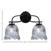 Toltec Cavella 12.5in 2-Light Bath Bar | Modern Matte Black and Smoke Lava Glass | Bathroom Vanity | 8.5 x 12.5 in | Model 3912-MB-4232