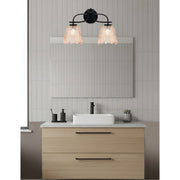 Toltec Cavella 12.5in 2-Light Bath Bar | Modern Matte Black and Amber Lava Glass | Bathroom Vanity | 8.5 x 12.5 in | Model 3912-MB-4233