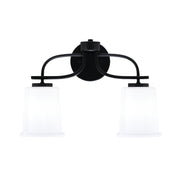 Toltec Cavella 2-Light Bath Bar | Modern Matte Black Steel and White Opal Glass | Bathroom Vanity Light | 7.25 x 12 in | Model 3912-MB-5031