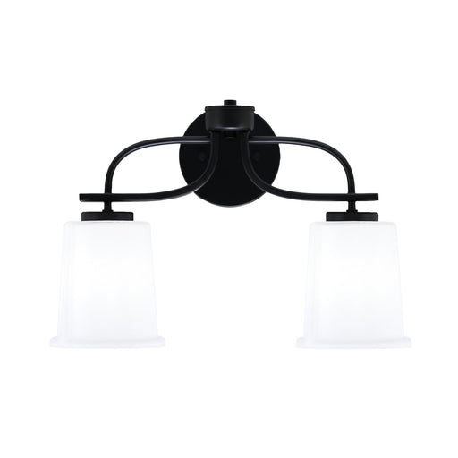 Toltec Cavella 2-Light Bath Bar | Modern Matte Black Steel and White Opal Glass | Bathroom Vanity Light | 7.25 x 12 in | Model 3912-MB-5031