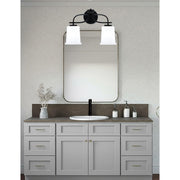 Toltec Cavella 2-Light Bath Bar | Modern Matte Black Steel and White Opal Glass | Bathroom Vanity Light | 7.25 x 12 in | Model 3912-MB-5031