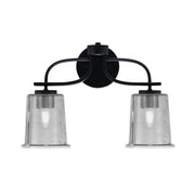 Toltec Cavella 2-Light Bath Bar | Modern Matte Black Steel and Smoke Bubble Glass | Bathroom Vanity Light | 7.25 x 12 in | Model 3912-MB-5032