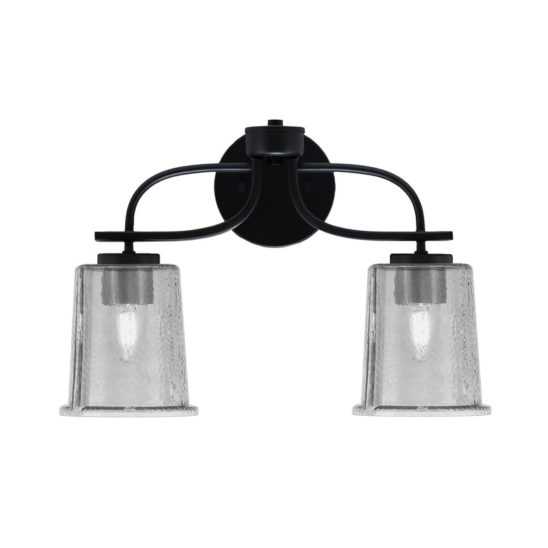 Toltec Cavella 2-Light Bath Bar | Modern Matte Black Steel and Smoke Bubble Glass | Bathroom Vanity Light | 7.25 x 12 in | Model 3912-MB-5032