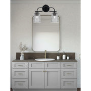 Toltec Cavella 2-Light Bath Bar | Modern Matte Black Steel and Smoke Bubble Glass | Bathroom Vanity Light | 7.25 x 12 in | Model 3912-MB-5032
