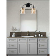 Toltec Cavella 12in 2-Light Bath Bar | Modern Matte Black and Amber Bubble Glass | Bathroom Vanity | 7.25 x 12 in | Model 3912-MB-5033