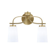 Toltec Cavella 12.5in 2-Light Bath Bar | Contemporary New Age Brass and White Opal Glass | Bathroom Vanity | 7 x 12.5 in | Model 3912-NAB-261