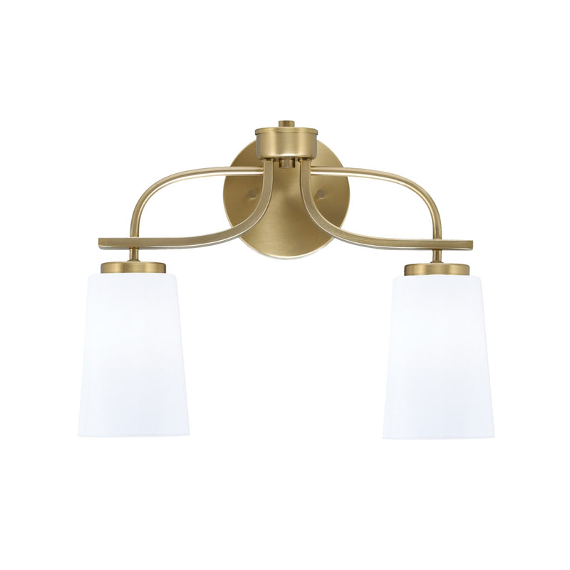 Toltec Cavella 12.5in 2-Light Bath Bar | Contemporary New Age Brass and White Opal Glass | Bathroom Vanity | 7 x 12.5 in | Model 3912-NAB-261