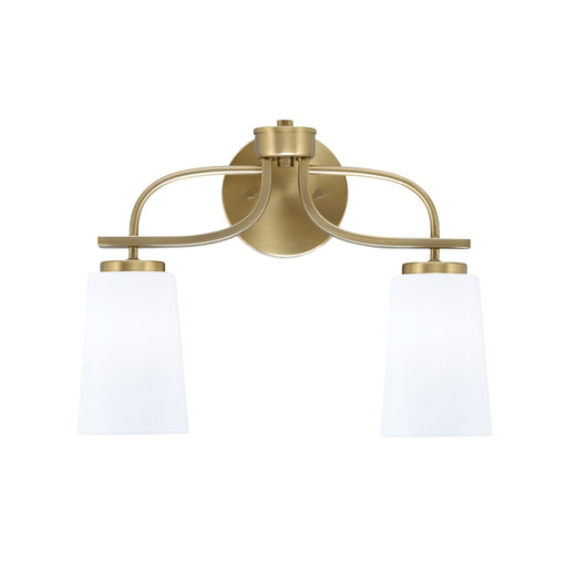 Toltec Cavella 12.5in 2-Light Bath Bar | Contemporary New Age Brass and White Opal Glass | Bathroom Vanity | 7 x 12.5 in | Model 3912-NAB-261