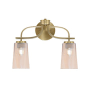 Toltec Cavella 12.5in 2-Light Bath Bar | Contemporary New Age Brass and Amber Gradient Glass | Bathroom Vanity | 7 x 12.5 in | Model 3912-NAB-263