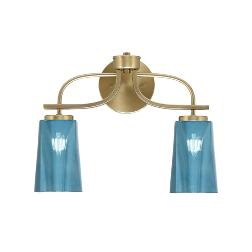 Toltec Cavella 12.5in 2-Light Bath Bar | Contemporary New Age Brass and Blue Gradient Glass | Bathroom Vanity | 7 x 12.5 in | Model 3912-NAB-265