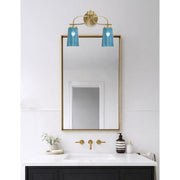 Toltec Cavella 12.5in 2-Light Bath Bar | Contemporary New Age Brass and Blue Gradient Glass | Bathroom Vanity | 7 x 12.5 in | Model 3912-NAB-265