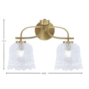 Toltec Cavella 12.5in 2-Light Bath Vanity Light | Modern New Age Brass and Clear Lava Glass | Bathroom Vanity & Mirror Lighting | 8.5 x 12.5 in | Model 3912-NAB-4230