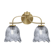 Toltec Cavella 12.5in 2-Light Bath Bar | Modern New Age Brass and Smoke Lava Glass | Bathroom Vanity Light | D 8.5 x H 12.5 in | Model 3912-NAB-4232