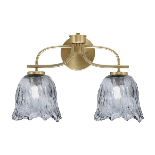 Toltec Cavella 12.5in 2-Light Bath Bar | Modern New Age Brass and Smoke Lava Glass | Bathroom Vanity Light | D 8.5 x H 12.5 in | Model 3912-NAB-4232